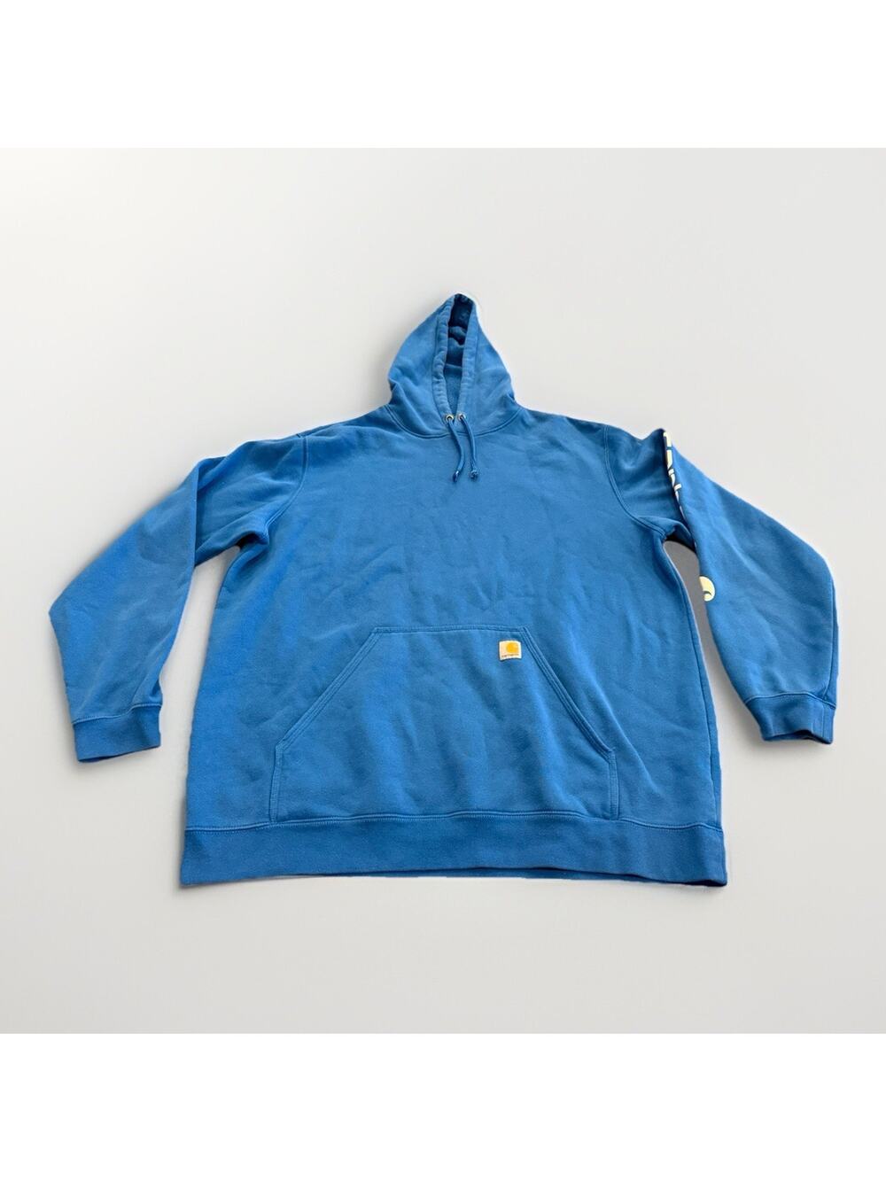 Carhartt Mens Blue Loose Fit Pullover Long Sleeve Hooded Sweatshirt 2XL Tall